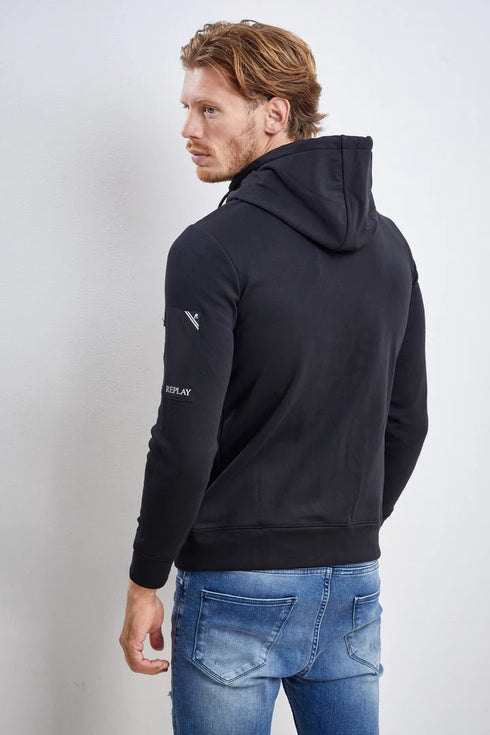 Replay Jacket for man ריפלי ג'ינס קפוצ'ון פול זיפ בצבע שחור